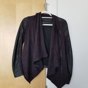 Vegan suede and leather zipper jacket